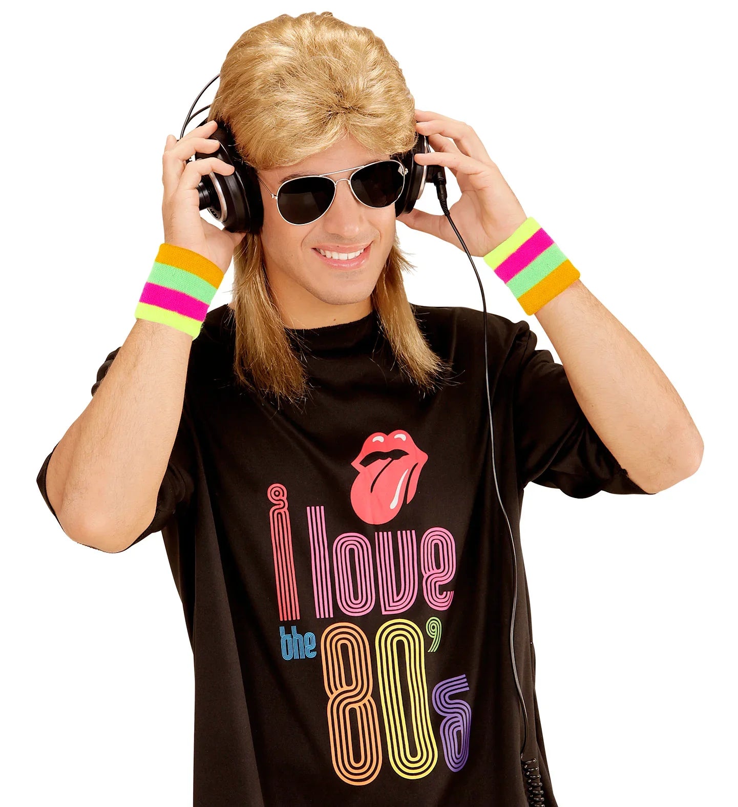 Peluca Rubia Años 80 con Gafas COMPLEMENTOS Widmann