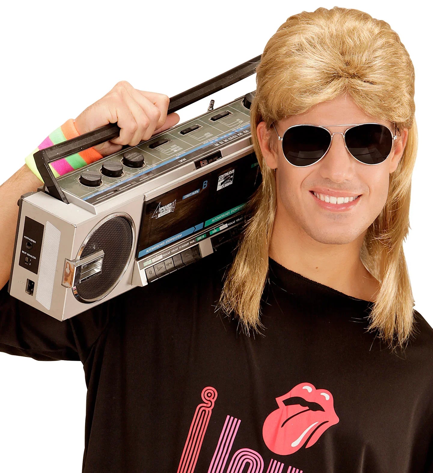 Peluca Rubia Años 80 con Gafas COMPLEMENTOS Widmann