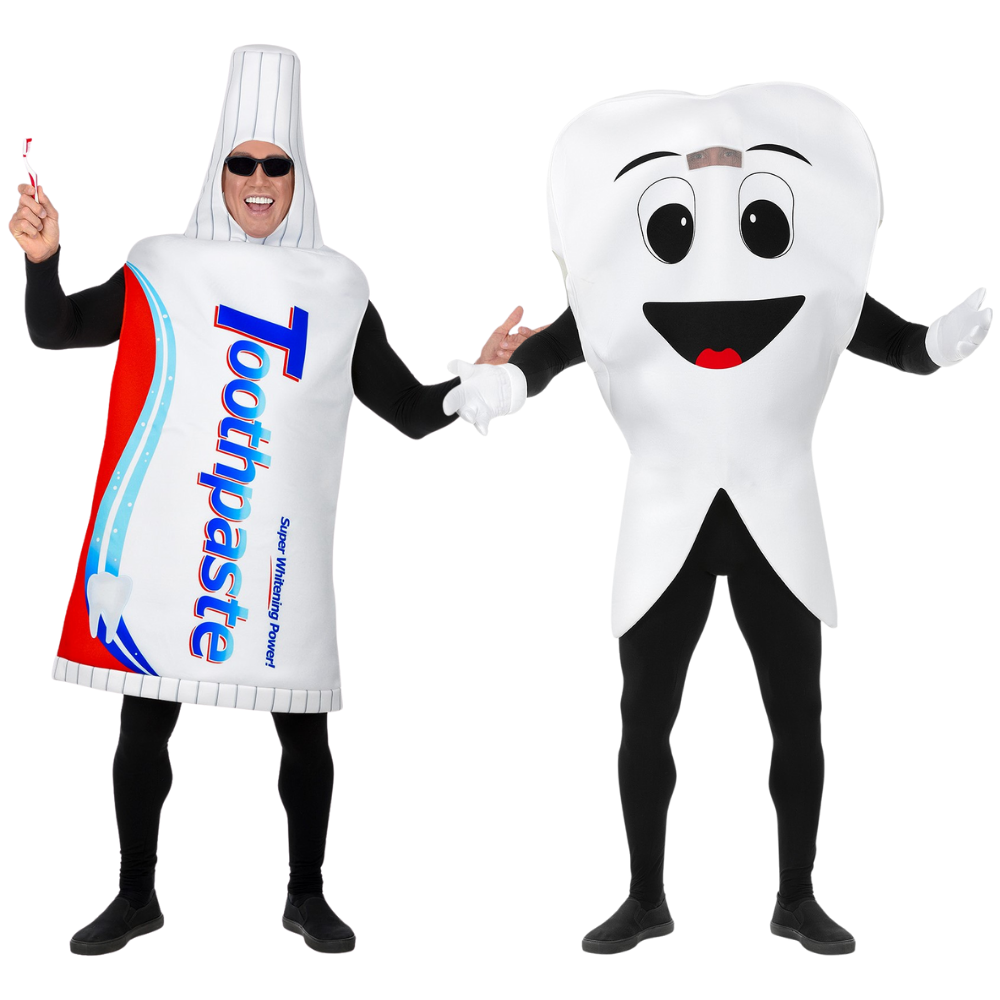 Disfraces en Pareja de Diente y Tubo de Pasta de Dientes