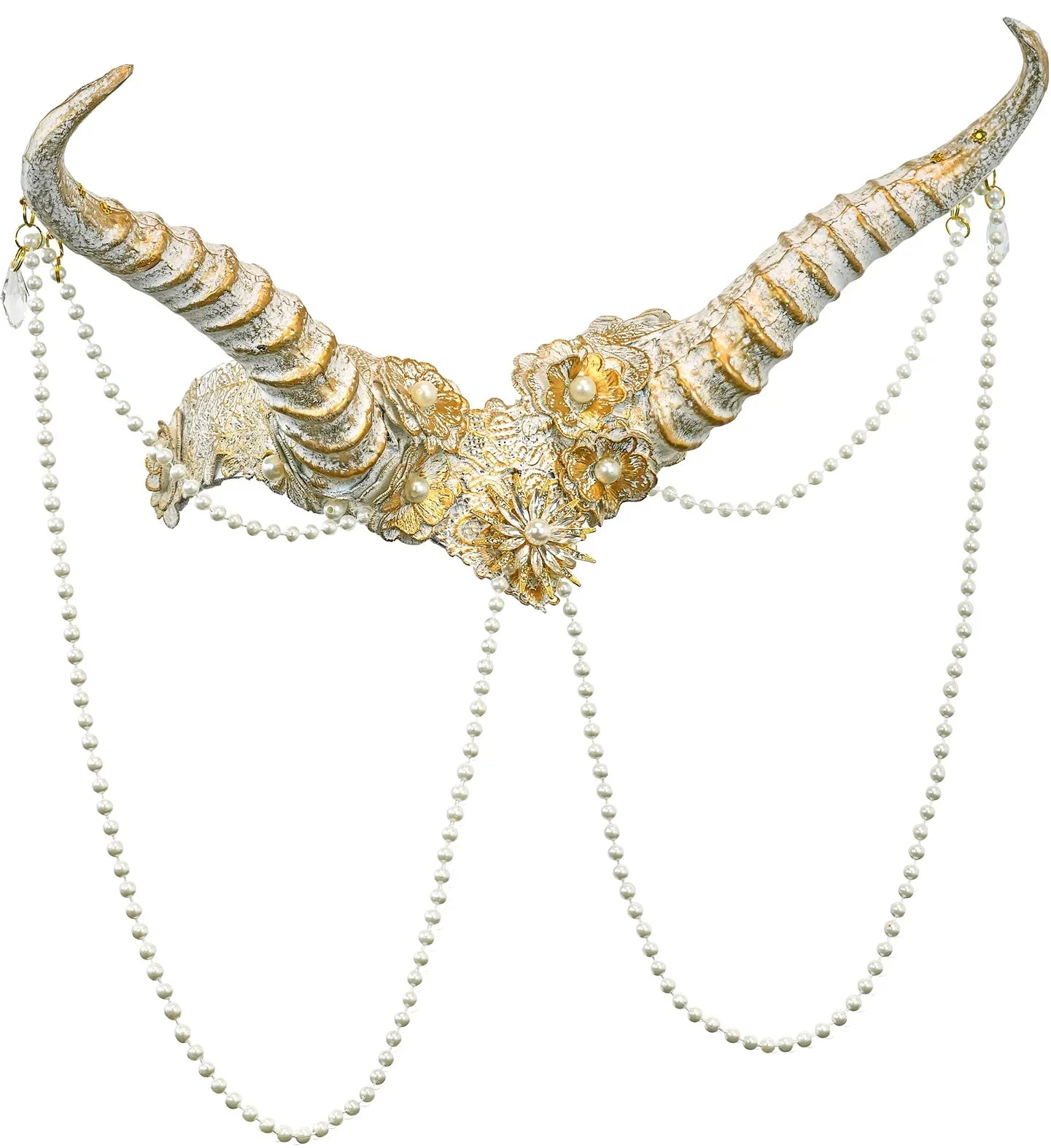 Tocado con Cuernos Blancos Decorado con Perlas Cuernos de Diablo y Demonio Widmann