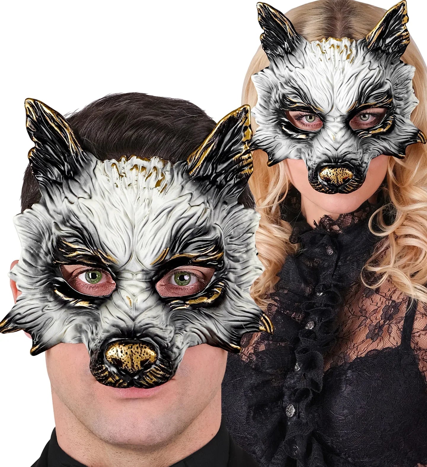 Máscara de Lobo Blanca y Negra Máscaras de Lobo Widmann