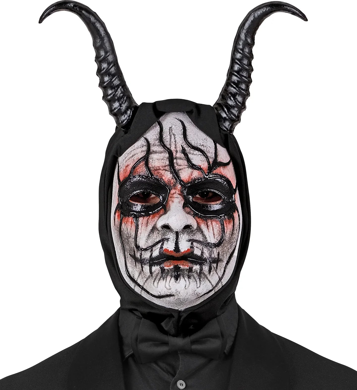 Máscara de Demonio con Capucha y Cuernos Demonios Widmann
