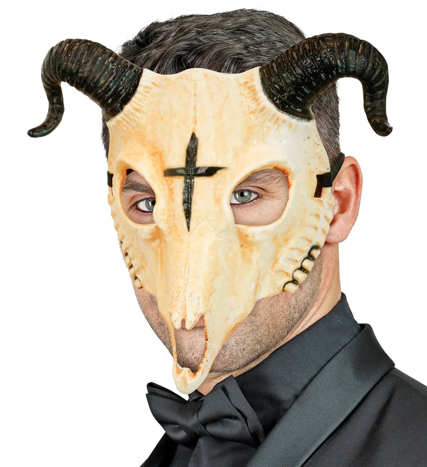 Máscara de Calavera de Carnero Sátanico con Cuernos Máscaras Halloween Widmann