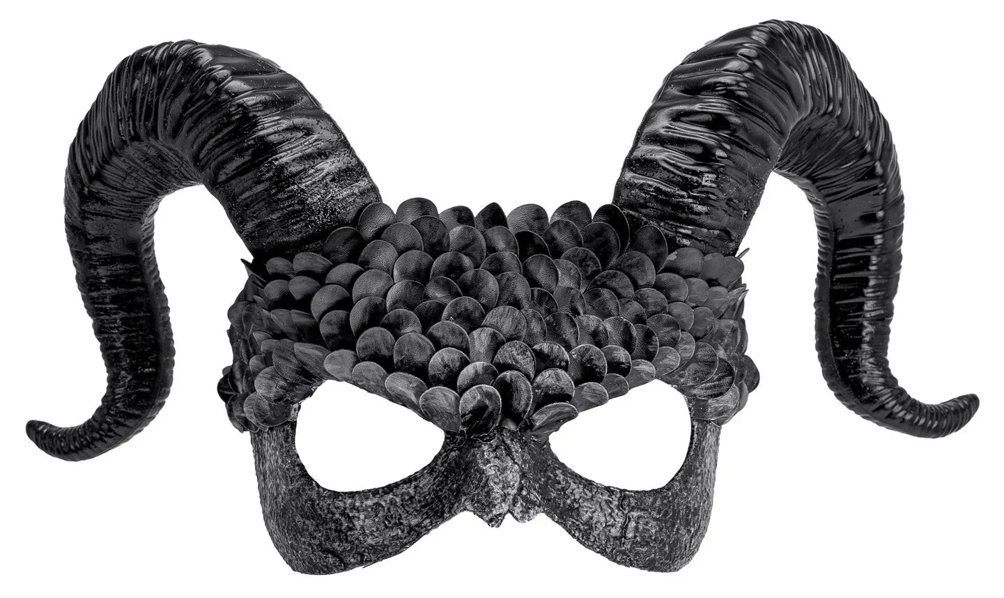 Antifaz de Ángel Caído Negro con Cuernos Máscaras Halloween Widmann