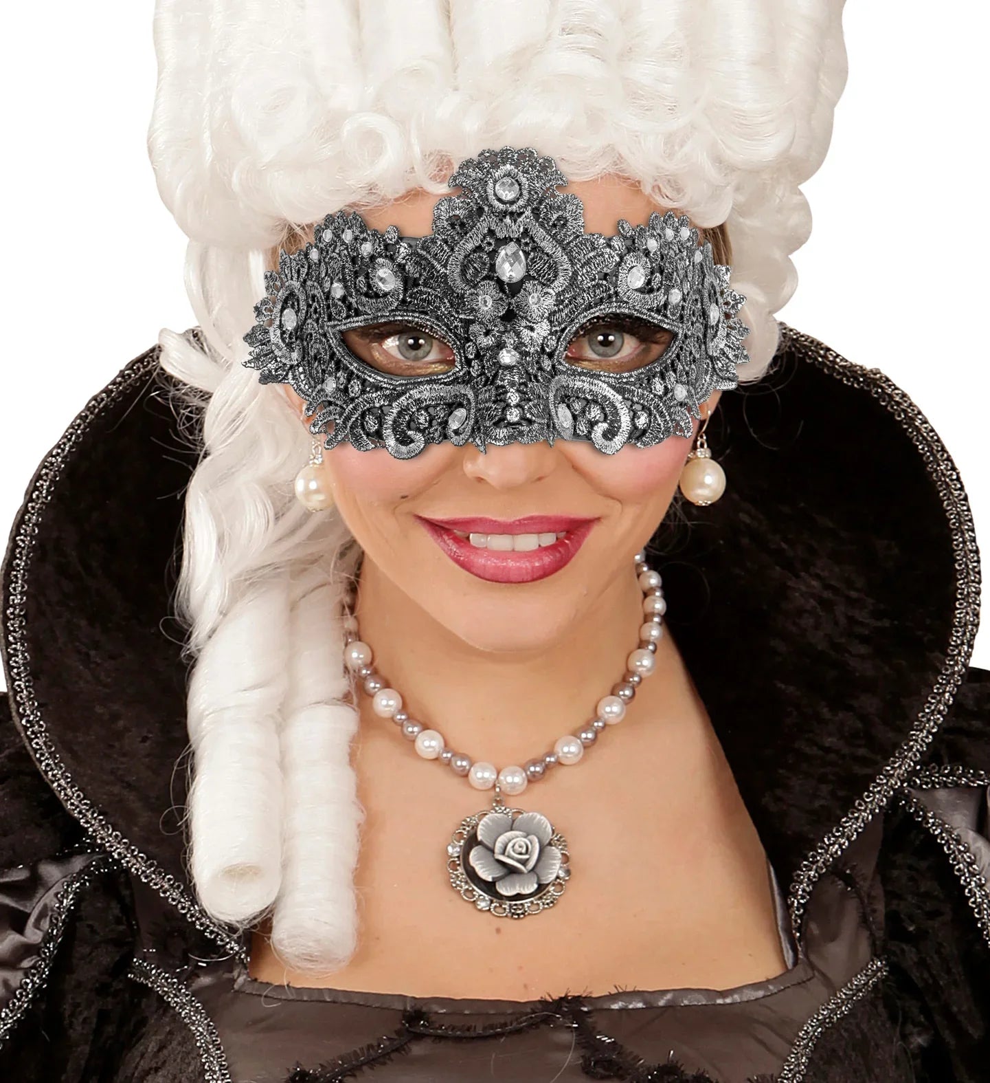 Antifaz Plateado Decorado con Pedrería Antifaces Widmann