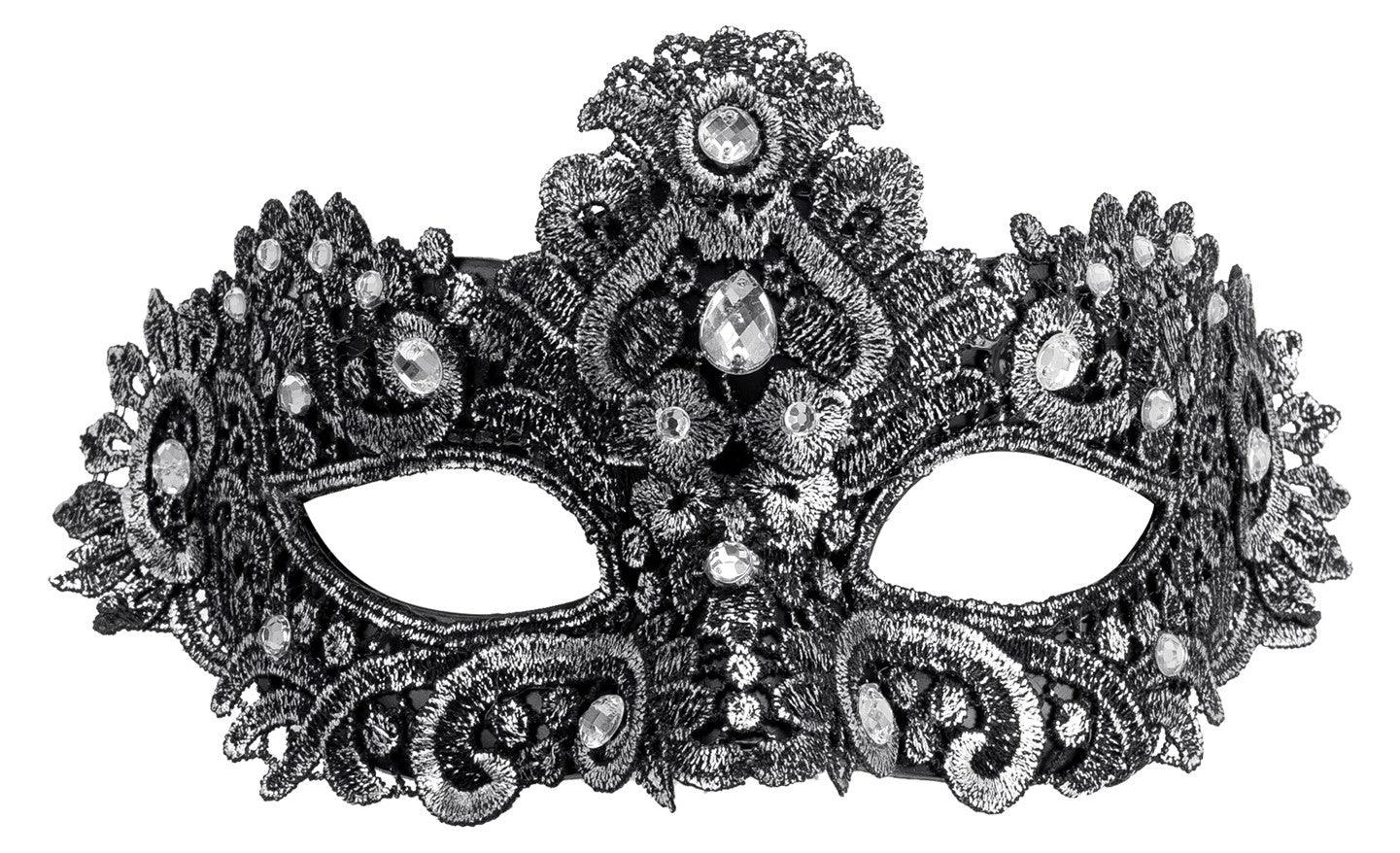 Antifaz Plateado Decorado con Pedrería Antifaces Widmann