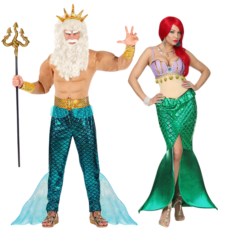 Costumi di Coppia de la Sirenita Ariel y el Rey Tritón
