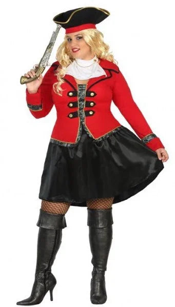 Disfraz de Bucanera en Rojo para Mujer Piratas Atosa