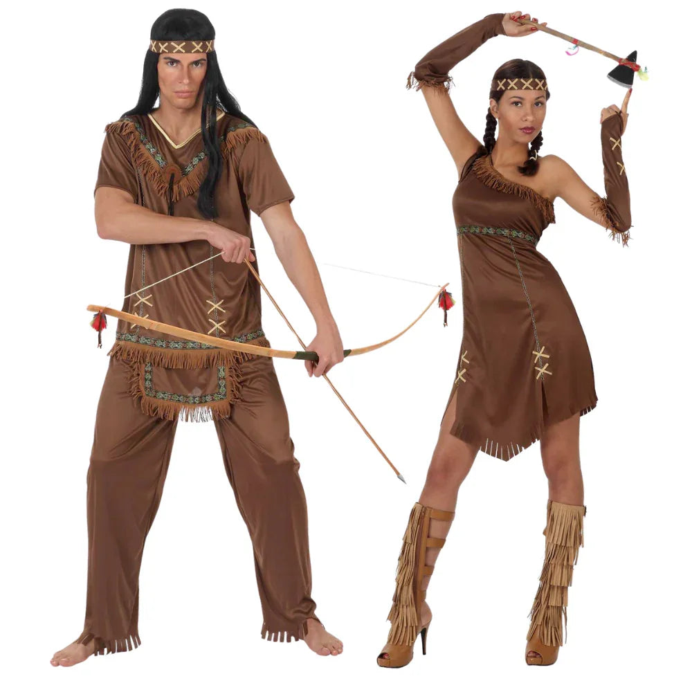 Disfraces en Pareja de Indios con Flecos Indio Disfraces Simon