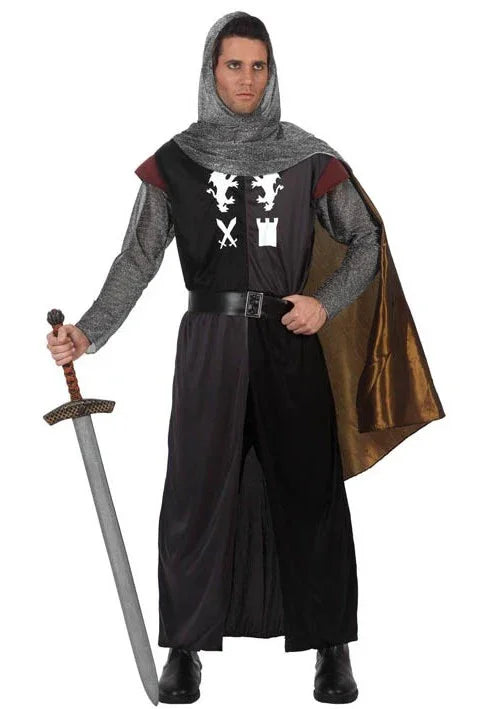 Disfraz de Caballero Medieval Negro con Capa Disfraces Baratos Atosa