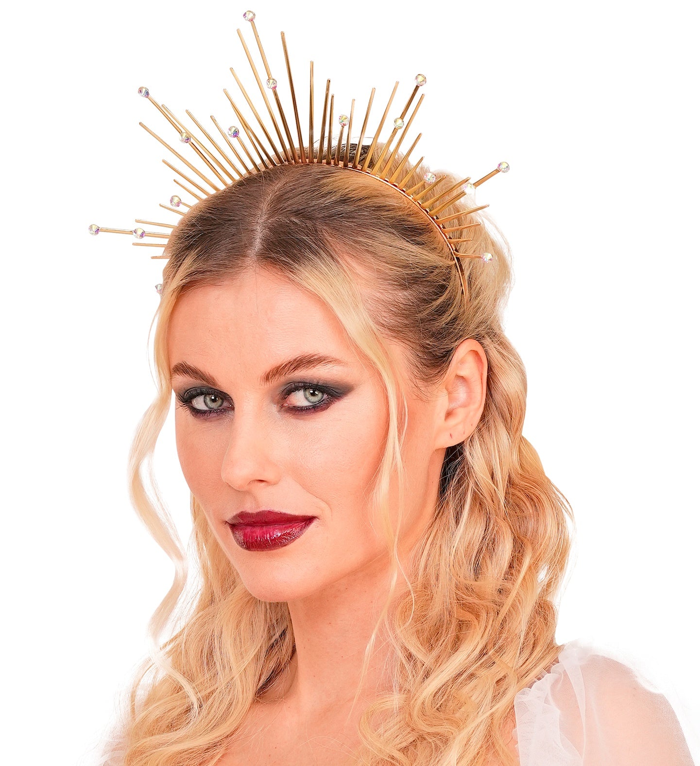 Diadema con Aureola Dorada con Pedrería Accesorios para la Cabeza Widmann
