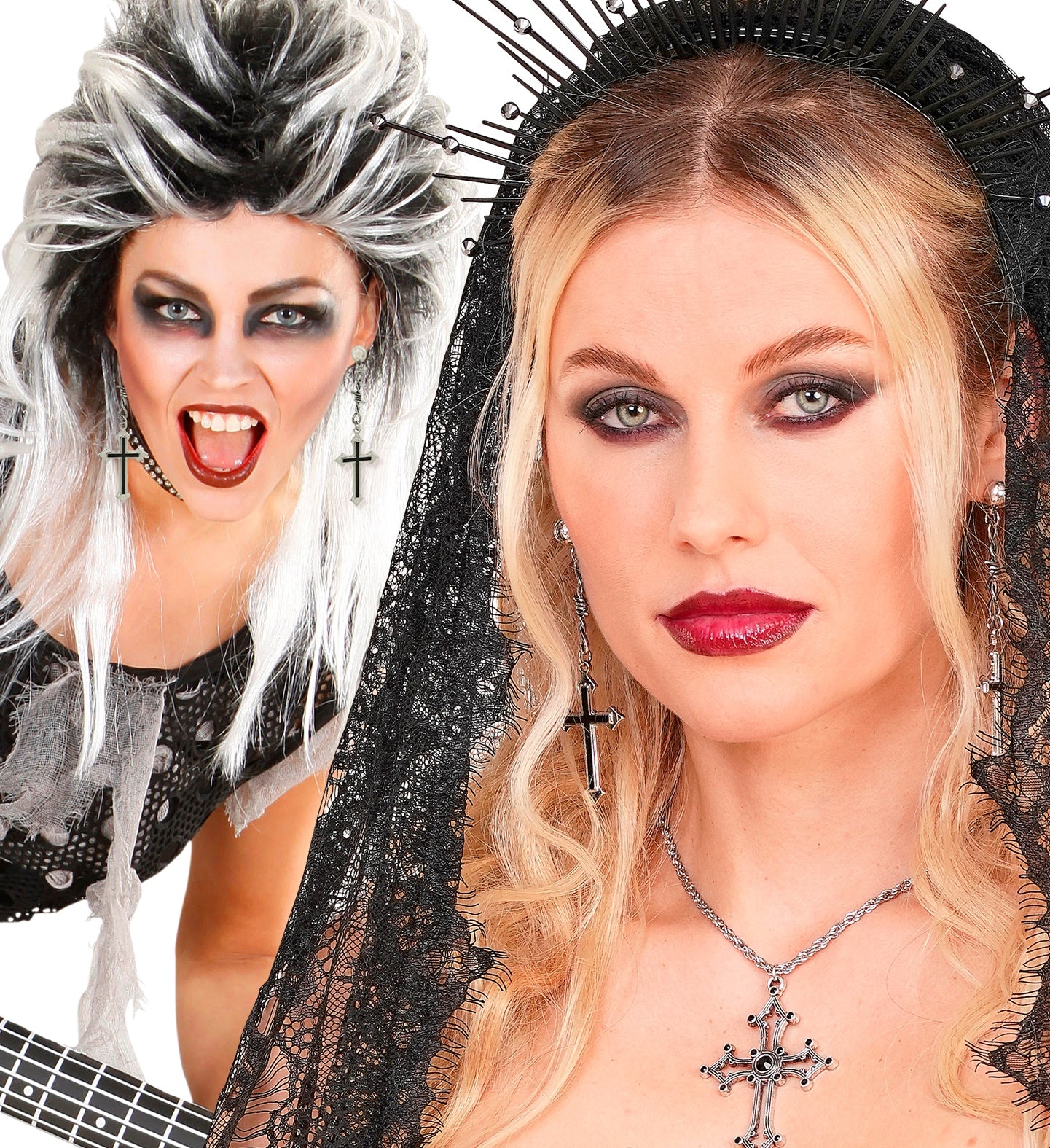 Pendientes Metálicos con Cruces Negras Pendientes Widmann