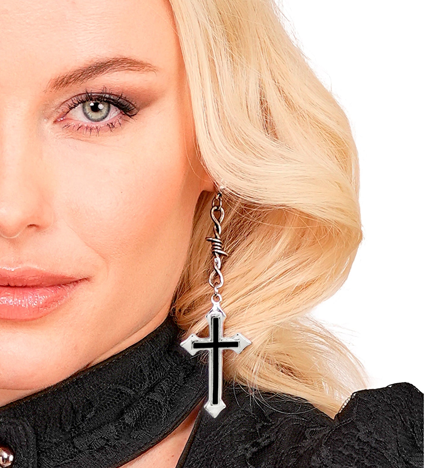 Pendientes Metálicos con Cruces Negras Pendientes Widmann