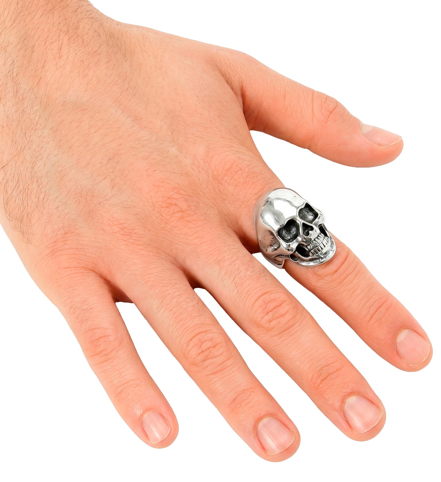 Anello di teschio metallico stile gotico