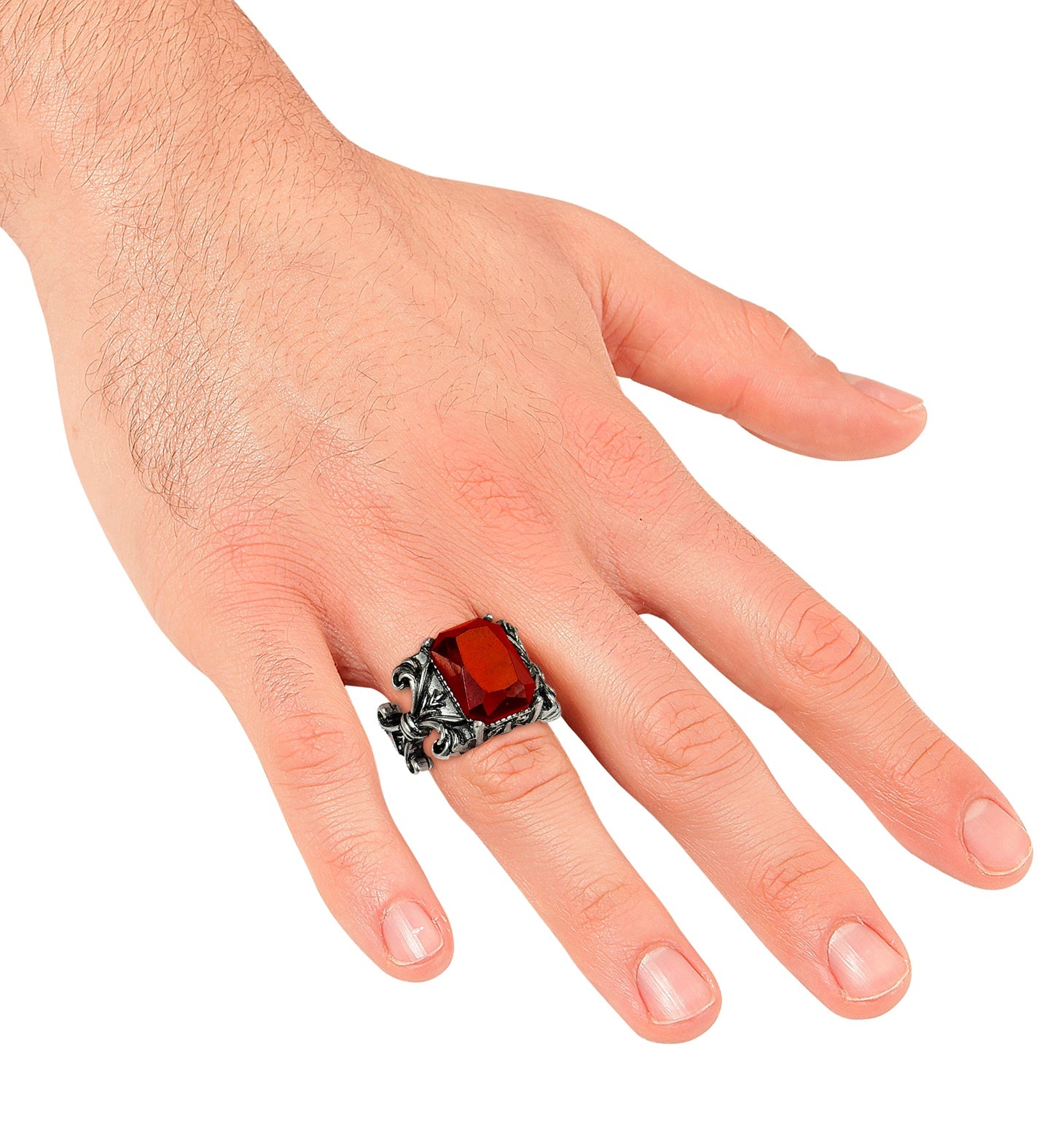 Anello con Gemma Rossa Gotico da Vampiro