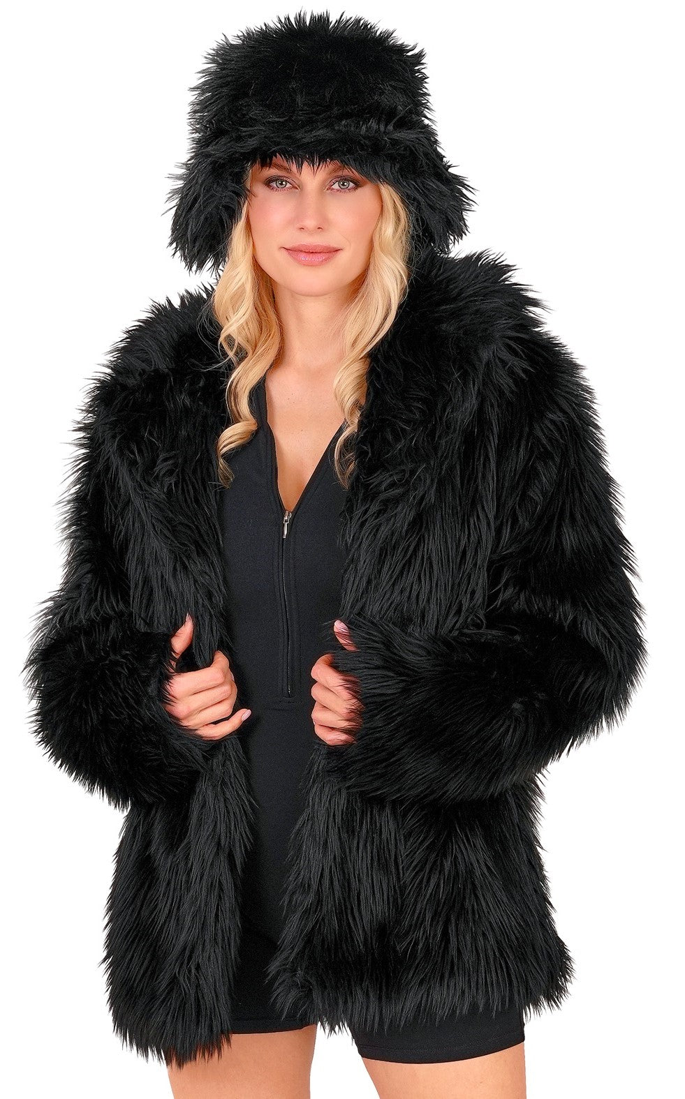 Giacca di Pelo Nero per Adulto