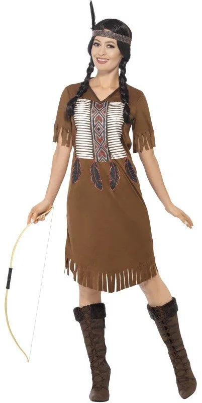 Disfraz de India Nativa Marrón para Mujer Indio Smiffys