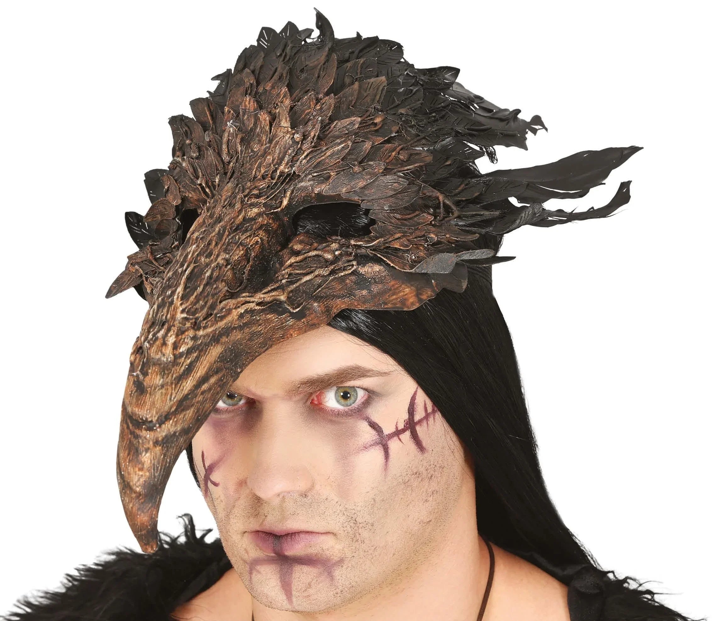 Máscara de Demonio con Pico y Plumas Máscaras Halloween Guirca