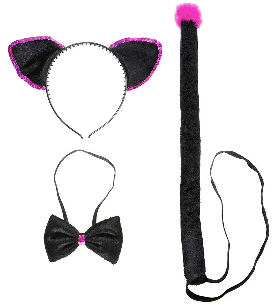 Set de Gatita Negro y Rosa COMPLEMENTOS Widmann