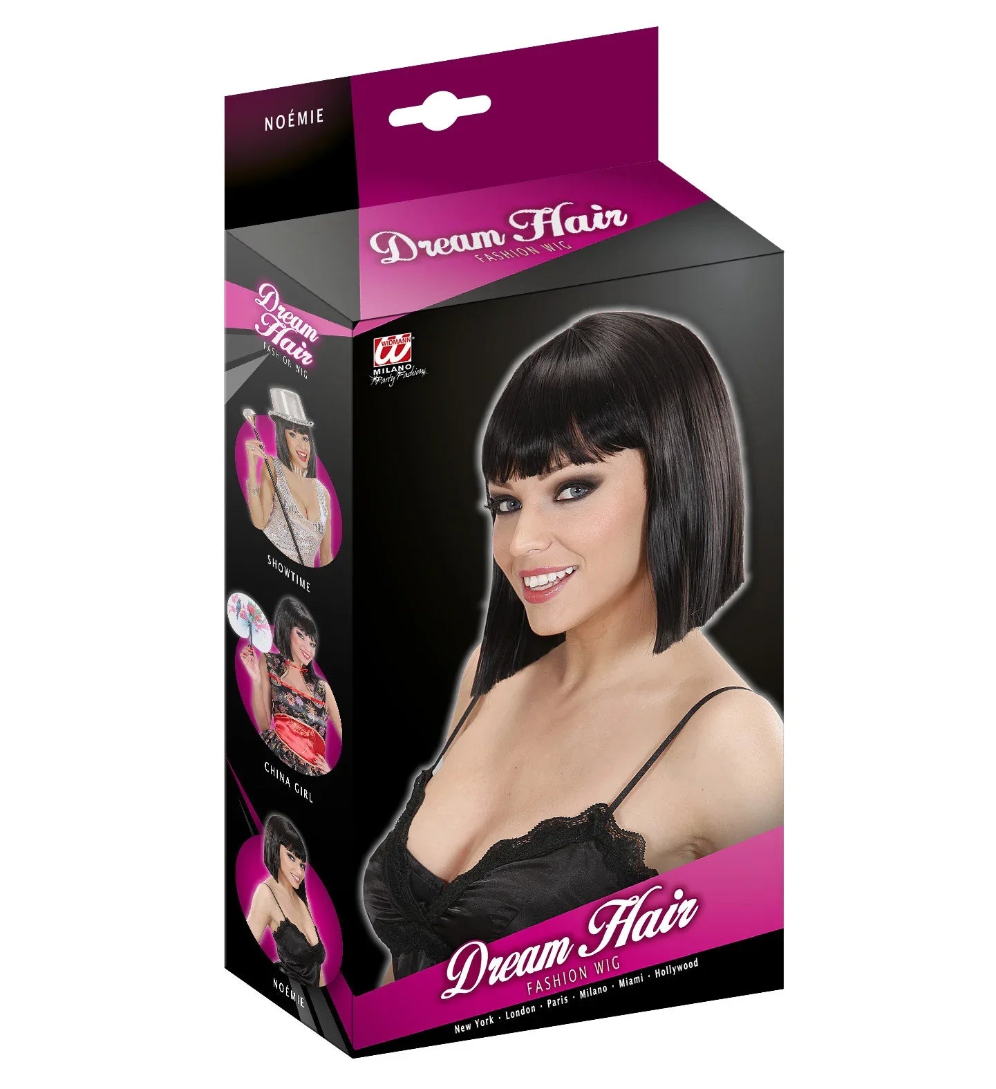 Peluca Morena Media Melena con Flequillo Lujo COMPLEMENTOS Widmann