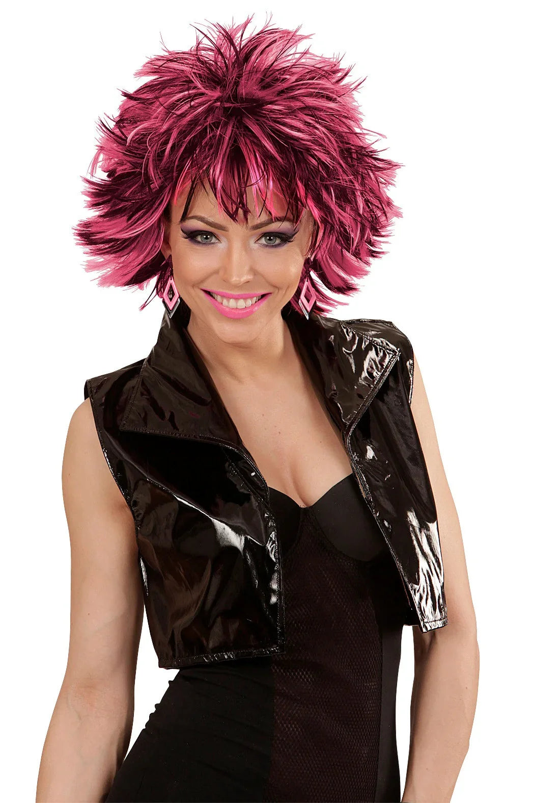 Peluca Rock con Mechas Fucsias y Negras Pelucas Widmann