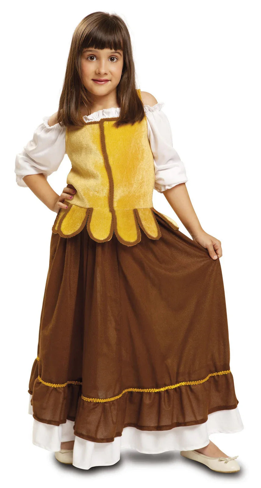 Disfraz de Mesonera Marrón para Niña Medieval Infantiles Viving
