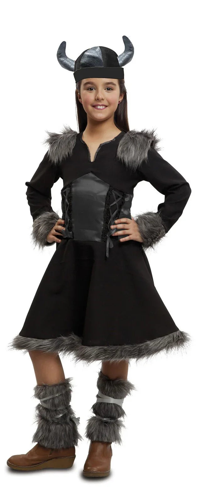Disfraz de Vikinga Negro para Niña Vikingo Viving