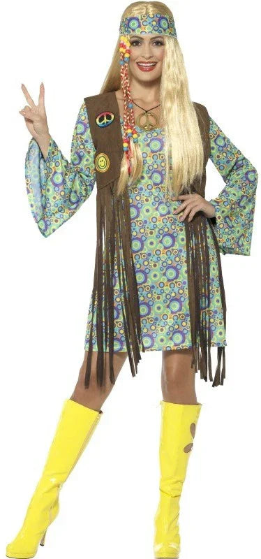 Disfraz de Hippie con Chaleco para Mujer Hippies Smiffys