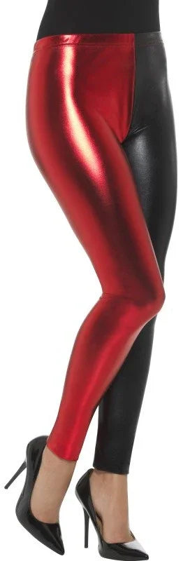 Leggings de Harley Villana en Negro y Rojo Complementos Superhéroes Smiffys