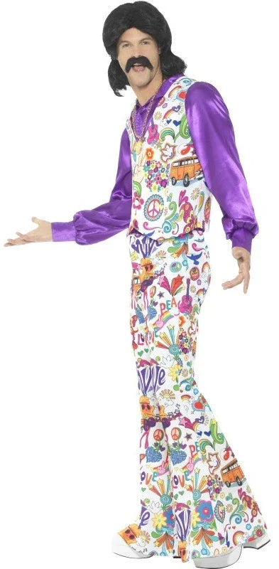 Traje Hippie con Chaleco Flower Power para Hombre Hippies Smiffys