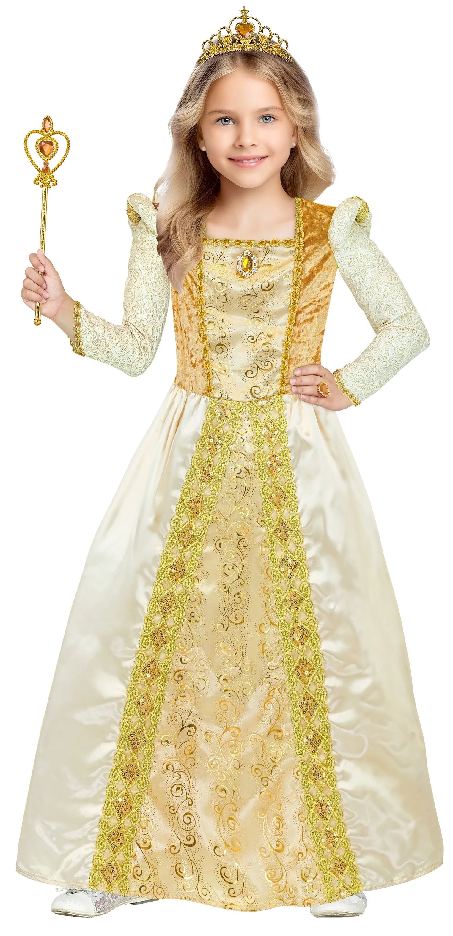 Disfraz de Princesa Medieval Dorado para Niña Princesas y Damas Medievales Widmann