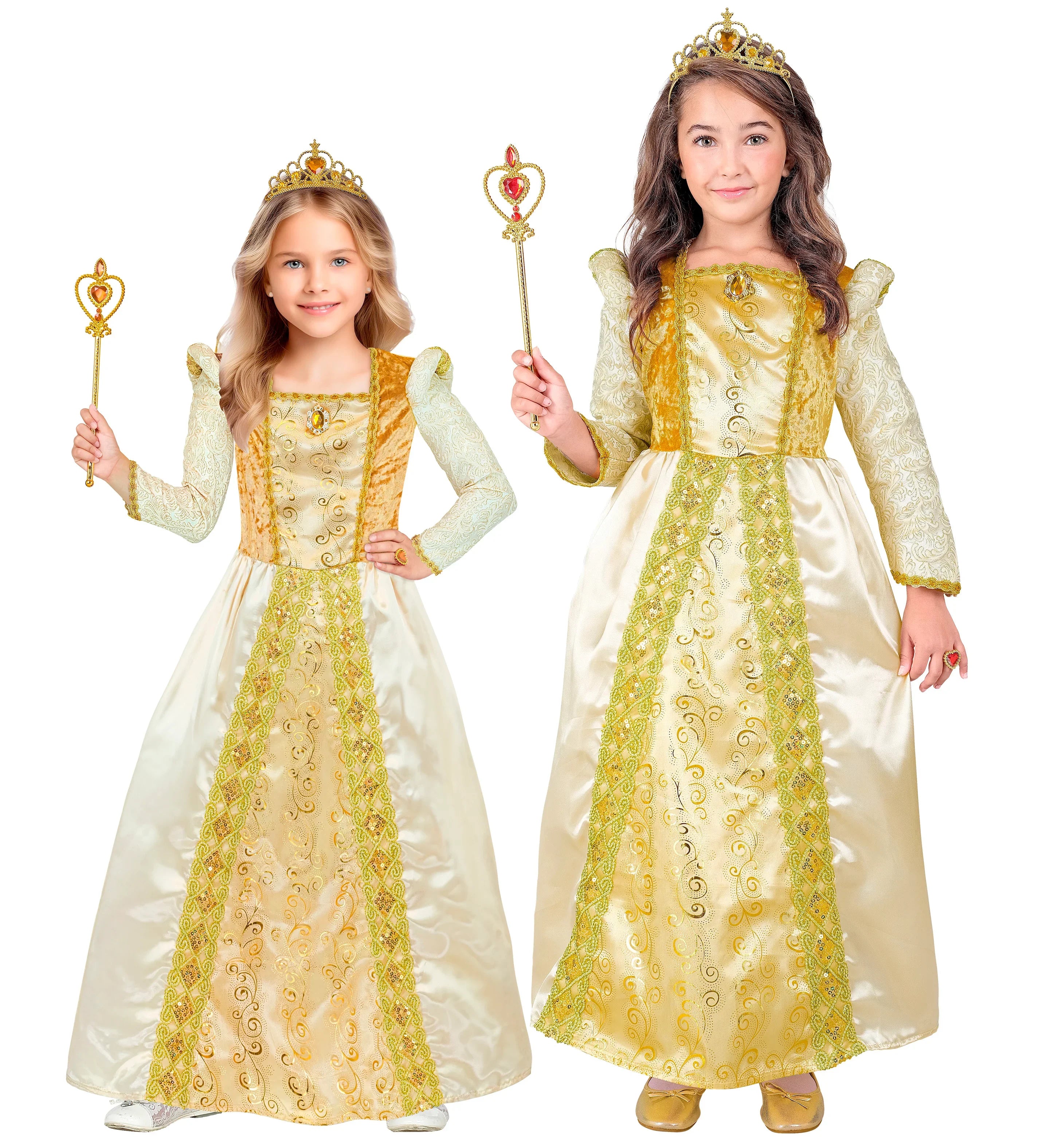 Disfraz de Princesa Medieval Dorado para Niña Princesas y Damas Medievales Widmann