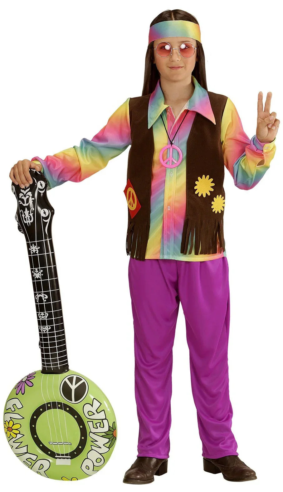 Disfraz de Hippie Multicolor para Niño INFANTILES Widmann