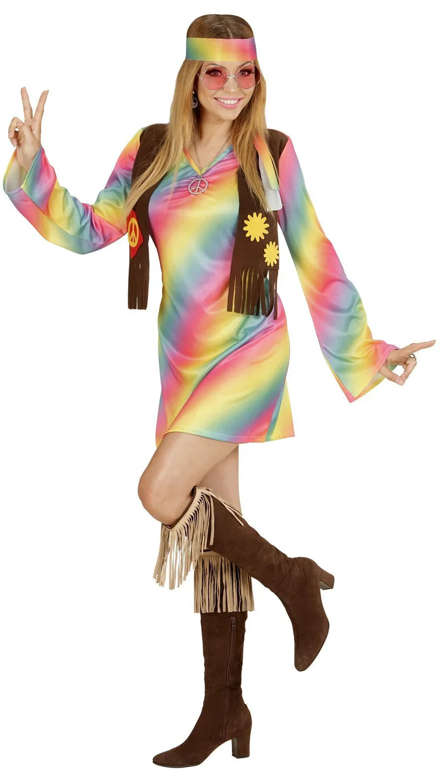 Disfraz de Hippie Multicolor para mujer Hippies Widmann