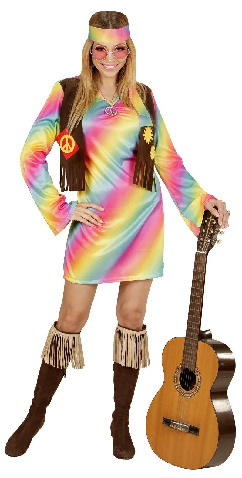 Disfraz de Hippie Multicolor para mujer Hippies Widmann