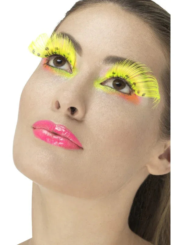 Pestañas Amarillo Fosforito con Lunares Negros Pestañas Smiffys