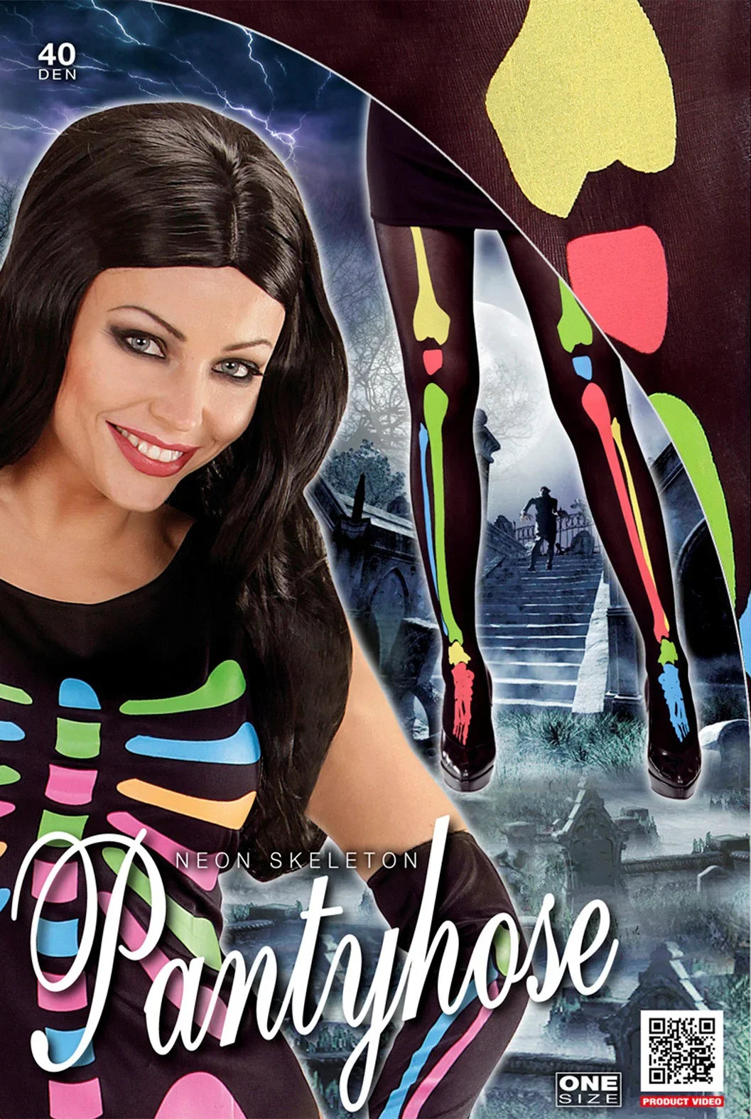 Pantys de Esqueleto Multicolor Neón Accesorios Halloween Widmann