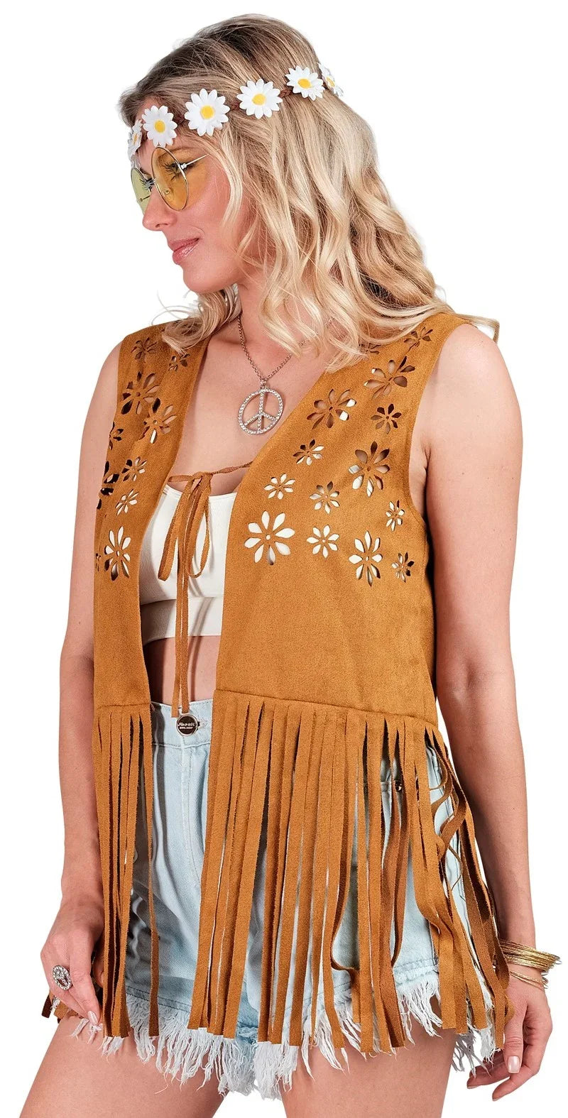 Chaleco Hippie Marrón con Flecos Hippie Widmann