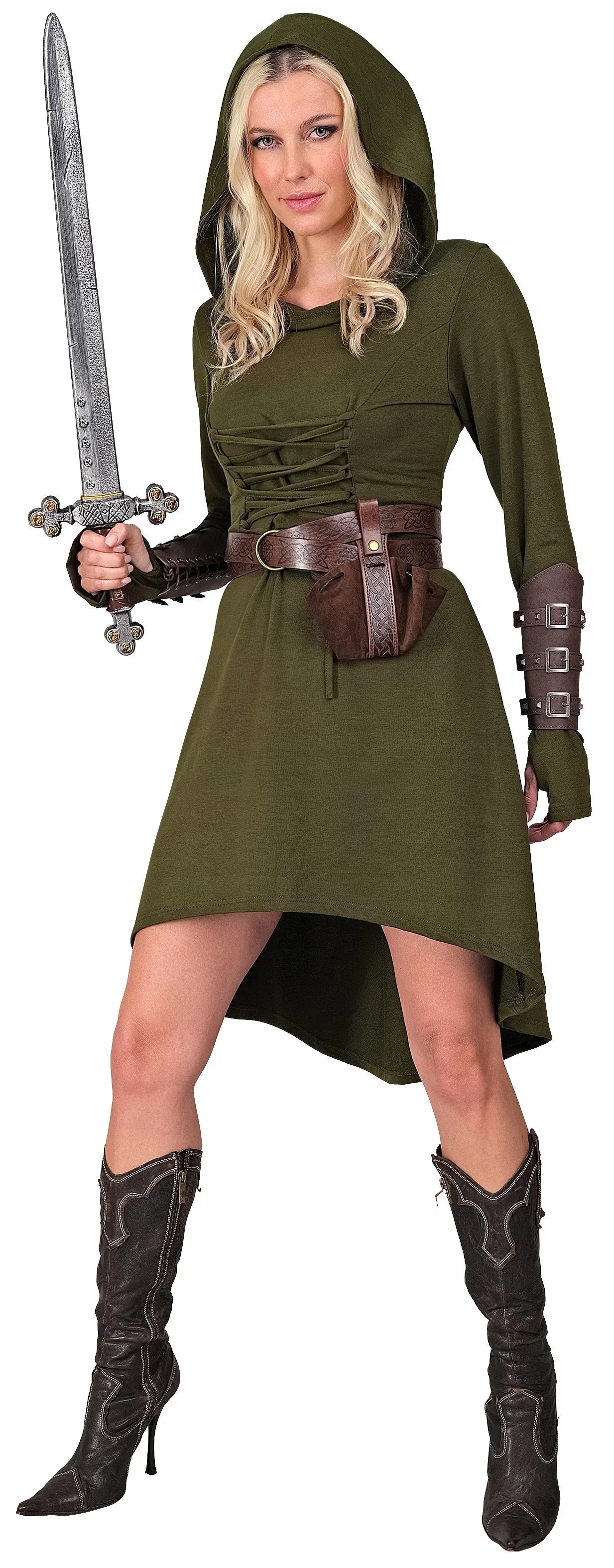 Disfraz Medieval Verde con Capucha para Mujer Arqueros Medievales Widmann