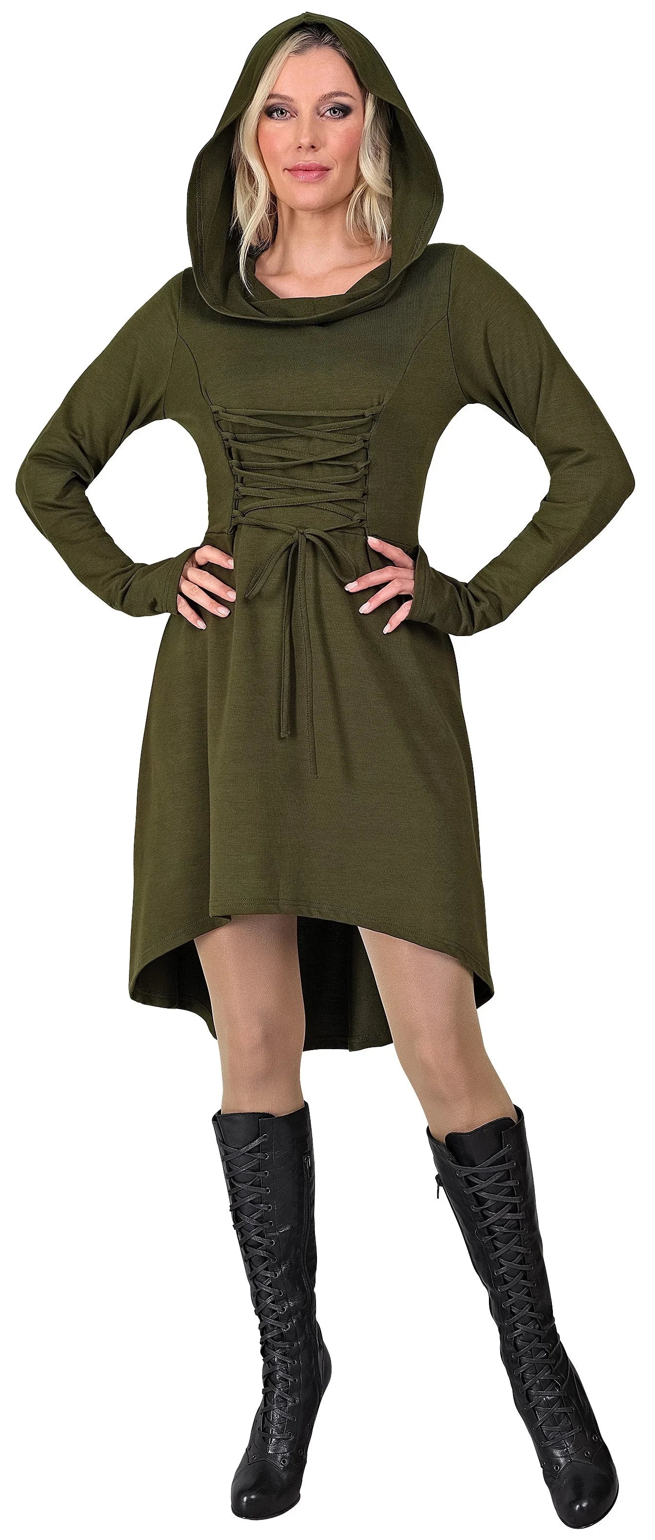 Disfraz Medieval Verde con Capucha para Mujer Arqueros Medievales Widmann