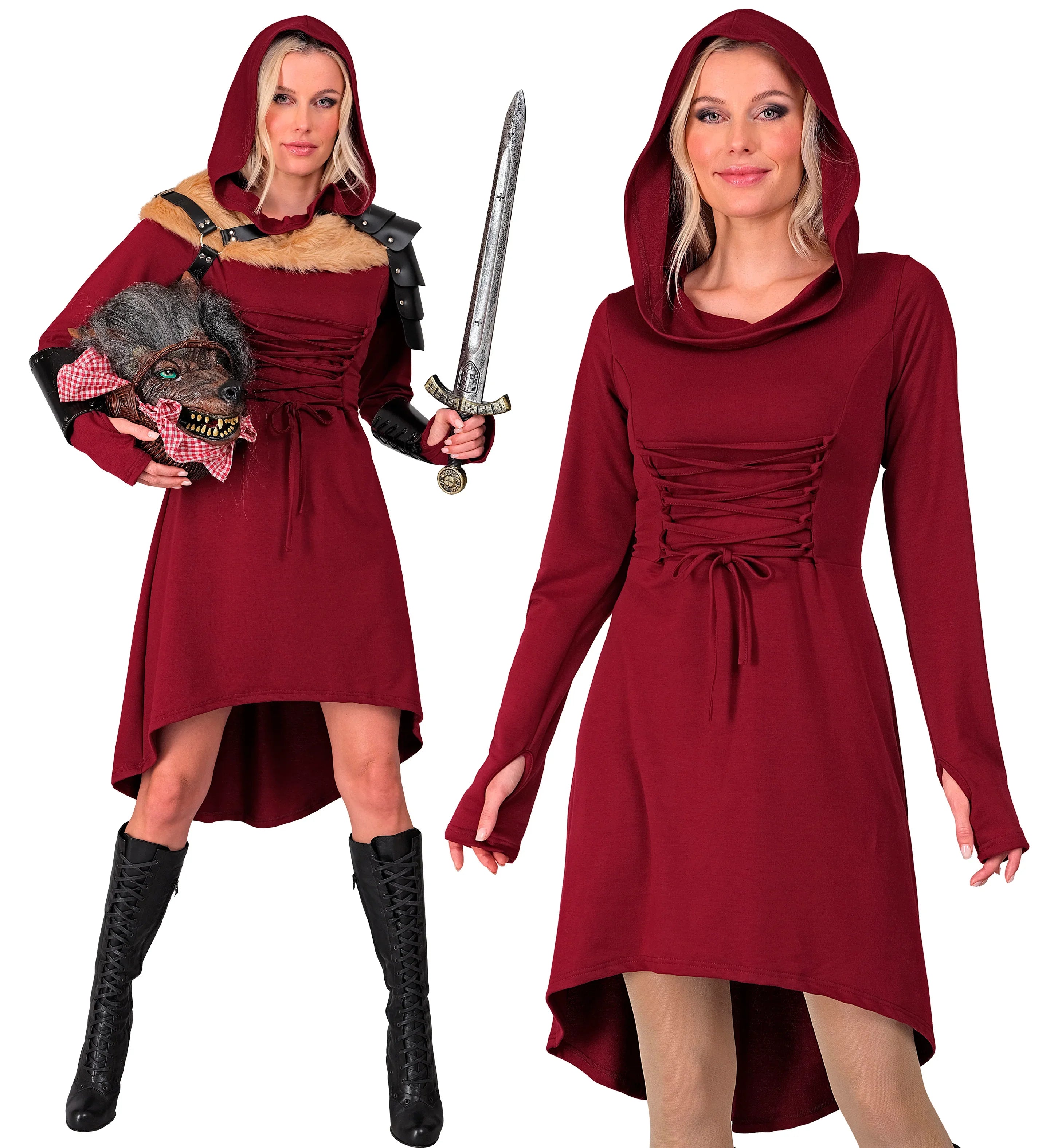 Disfraz Medieval Granate con Capucha para Mujer Medieval Widmann