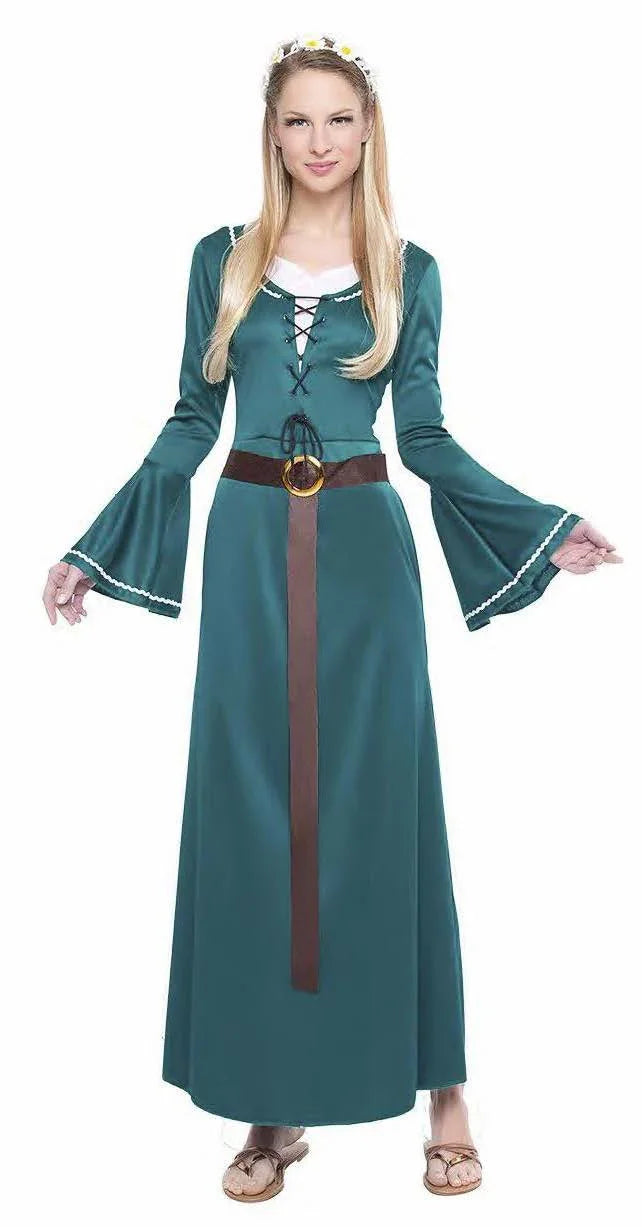 Disfraz de Damisela Medieval Verde para Mujer Medieval Kimokawaii