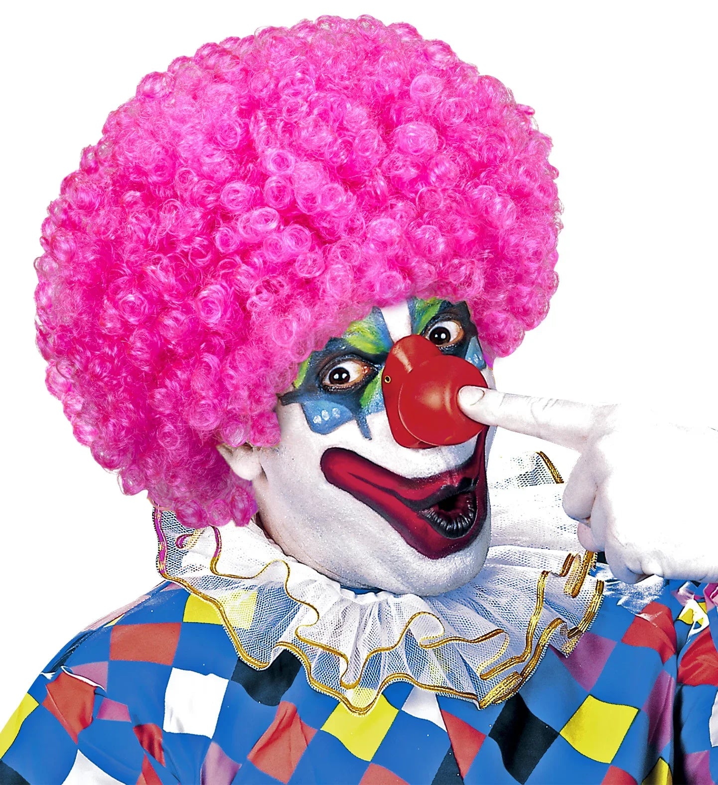 Peluca de Payaso Rosa Rizada Complementos Payasos Widmann