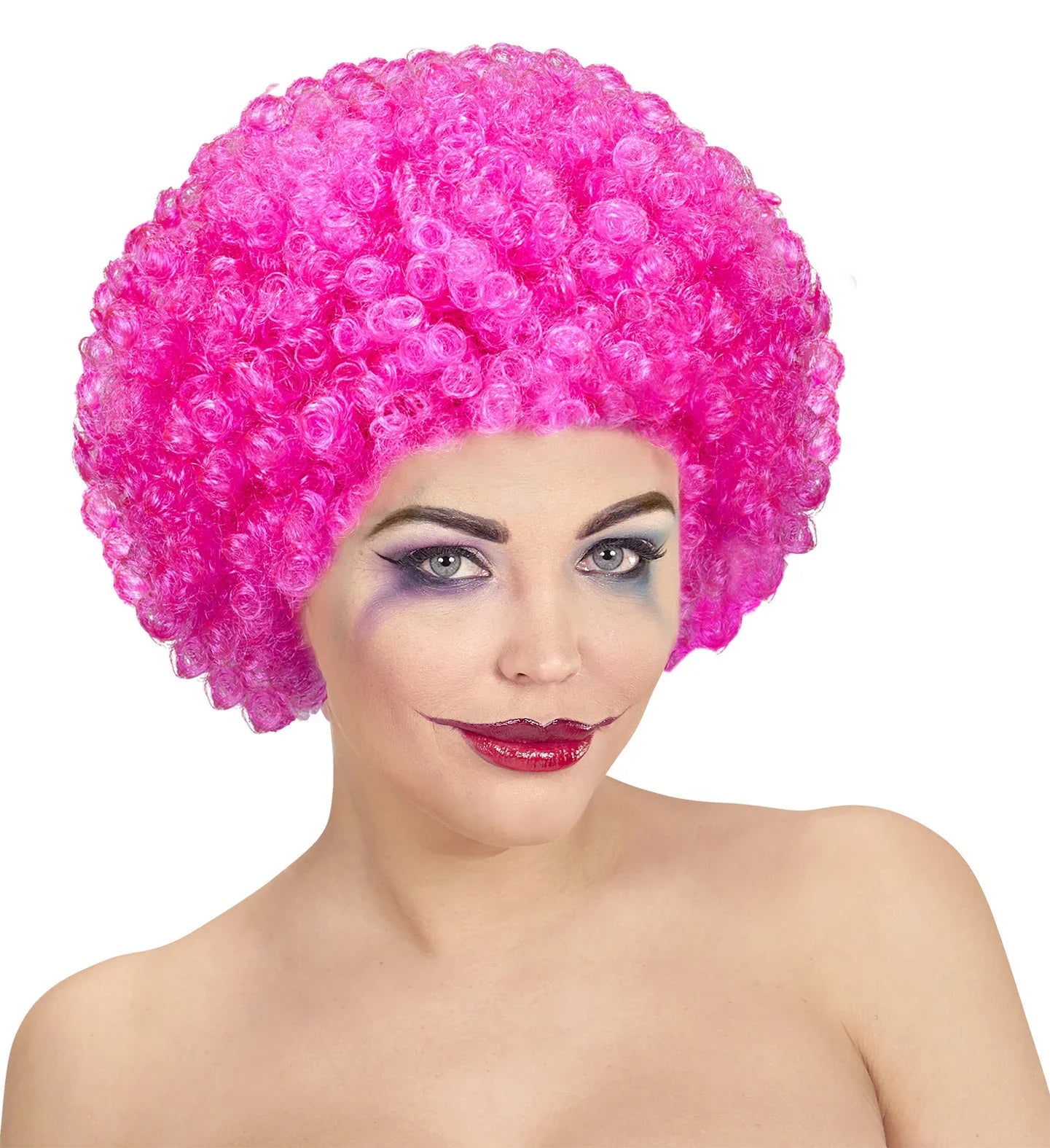 Peluca de Payaso Rosa Rizada Complementos Payasos Widmann