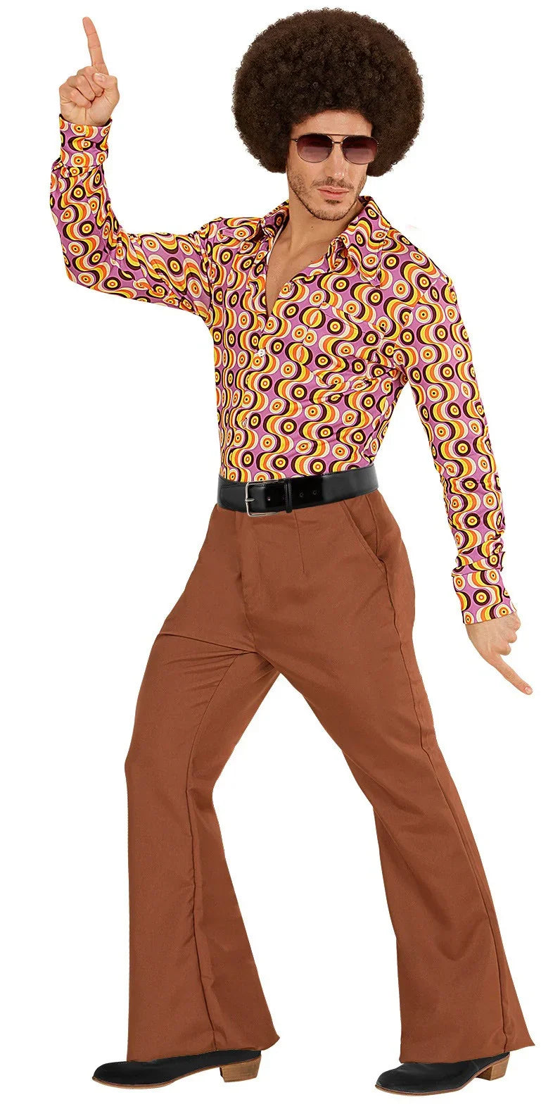 Pantalón de Campana Años 70 Marrón para Hombre Complementos Años 60, 70, 80 Widmann