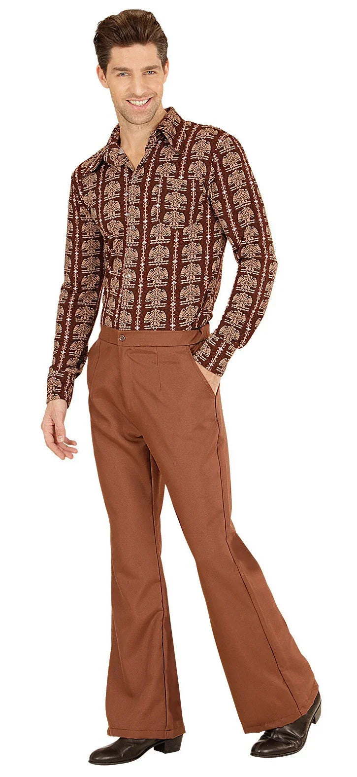 Pantalón de Campana Años 70 Marrón para Hombre Complementos Años 60, 70, 80 Widmann
