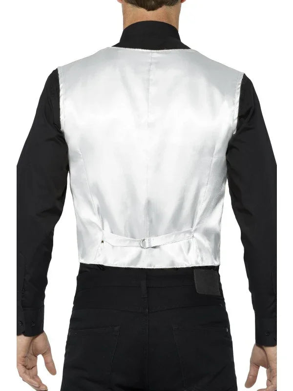 Chaleco Blanco de Lentejuelas Plateadas Chaquetas, Chalecos y Camisas Smiffys