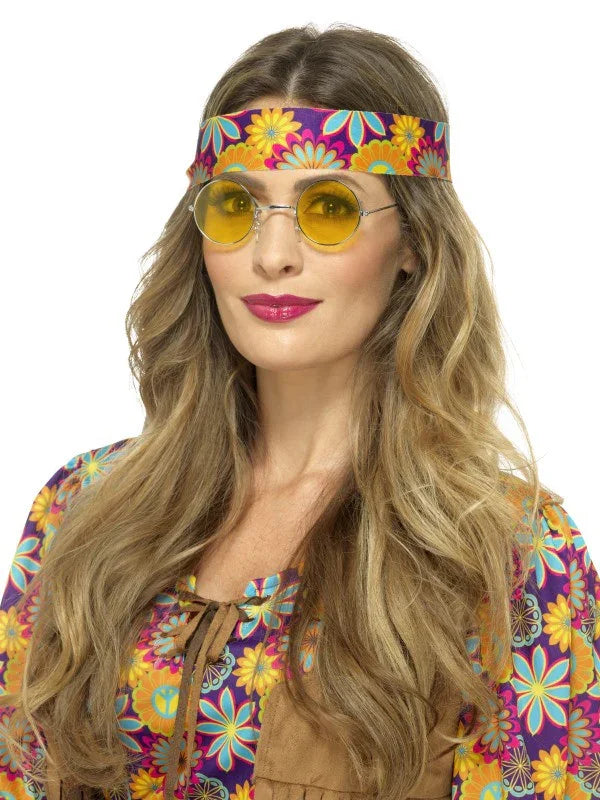Gafas Redondas de Hippie Amarillas Complementos Hippies Smiffys