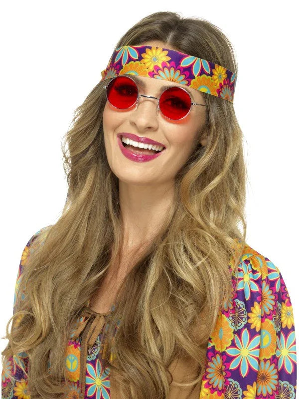 Gafas Redondas de Hippie Rojas Complementos Hippies Smiffys