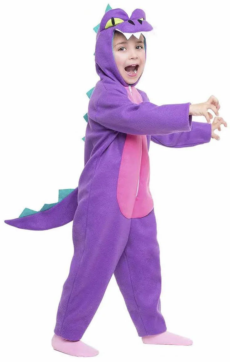 Disfraz de Dragón Morado y Rosa Infantil Dragón y Dinosaurio Kimokawaii